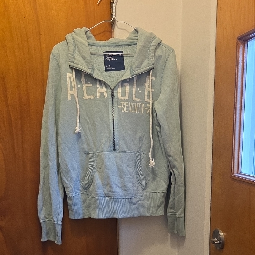American Eagle Outfitters Light Blue Zip-Up Hoodie